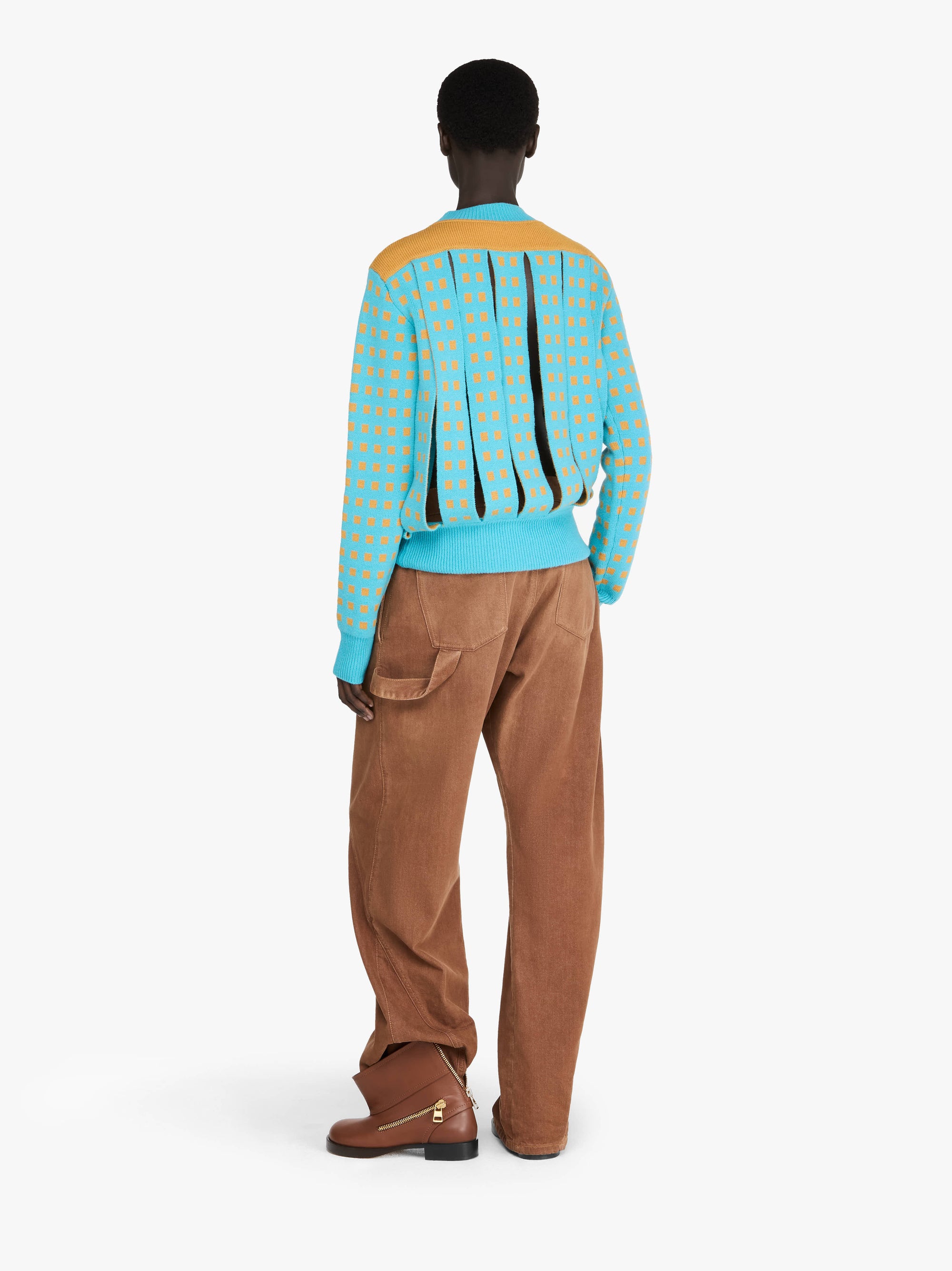 Pull À Fente En Jacquard - Turquoise