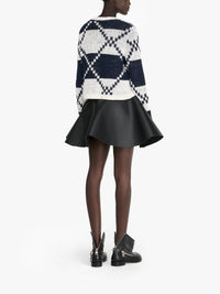 Cardigan Fairisle en lin - Off White & Navy