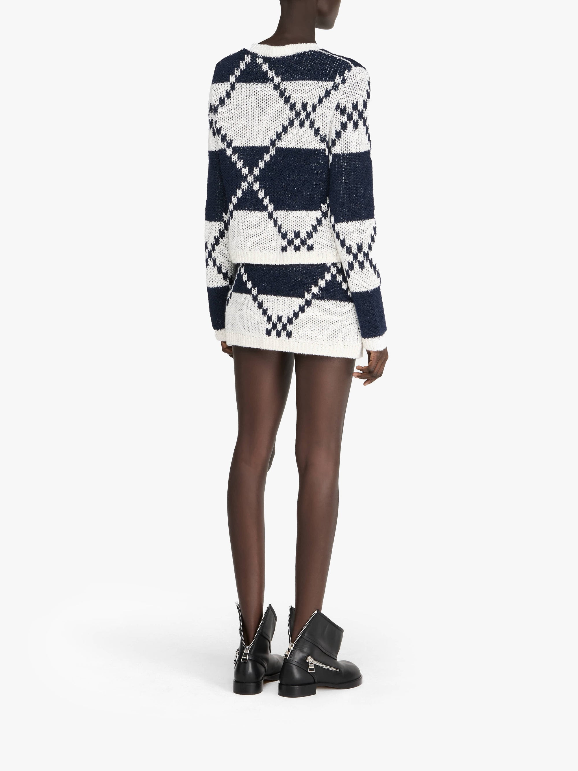 Jupe Mini Fairisle - Off White/Navy