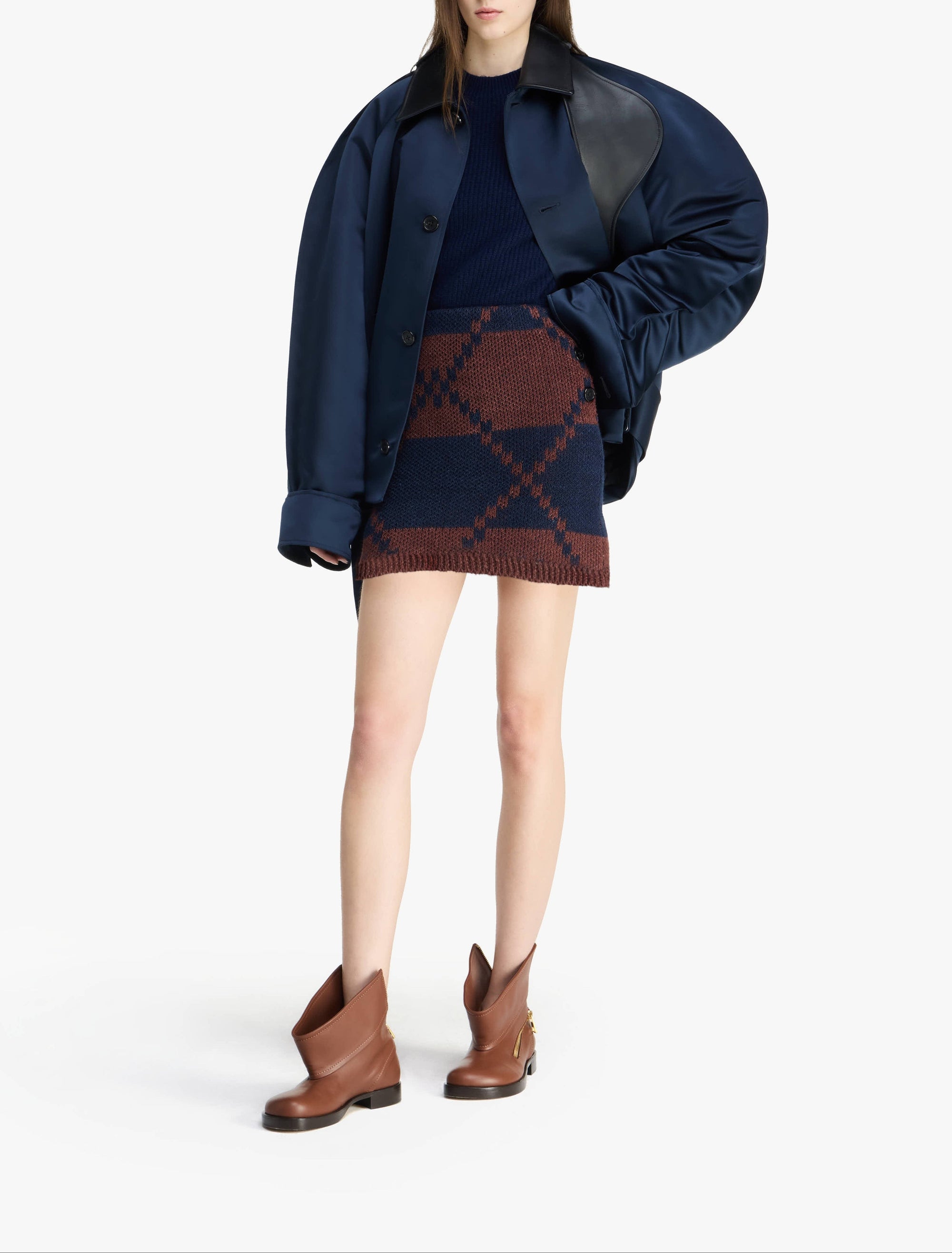 Jupe Mini Fairisle - Navy/Chestnut