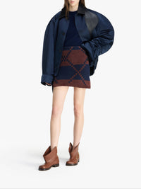 Jupe courte Fairisle en lin - Navy & Chestnut