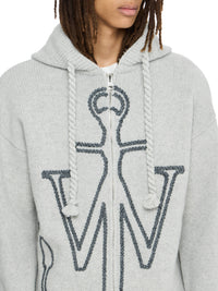 Sweat À Capuche Zippé Avec Broderie Anchor - Light Grey Melange