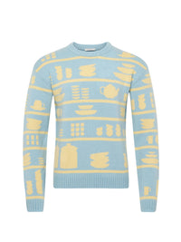 Pull En Jacquard Crockery - Light Blue/Buttermilk