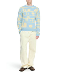 Wool jacquard jumper - Light Blue & Buttermilk