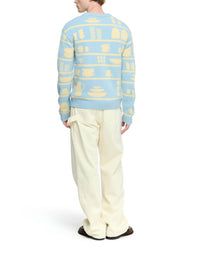 Pull En Jacquard Crockery - Light Blue/Buttermilk