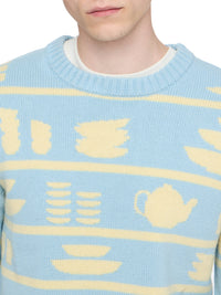 Pull En Jacquard Crockery - Light Blue/Buttermilk