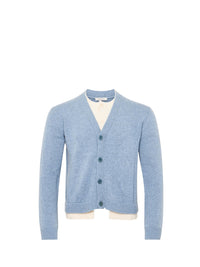 Cardigan À Couches Contrastées - Blue Melange