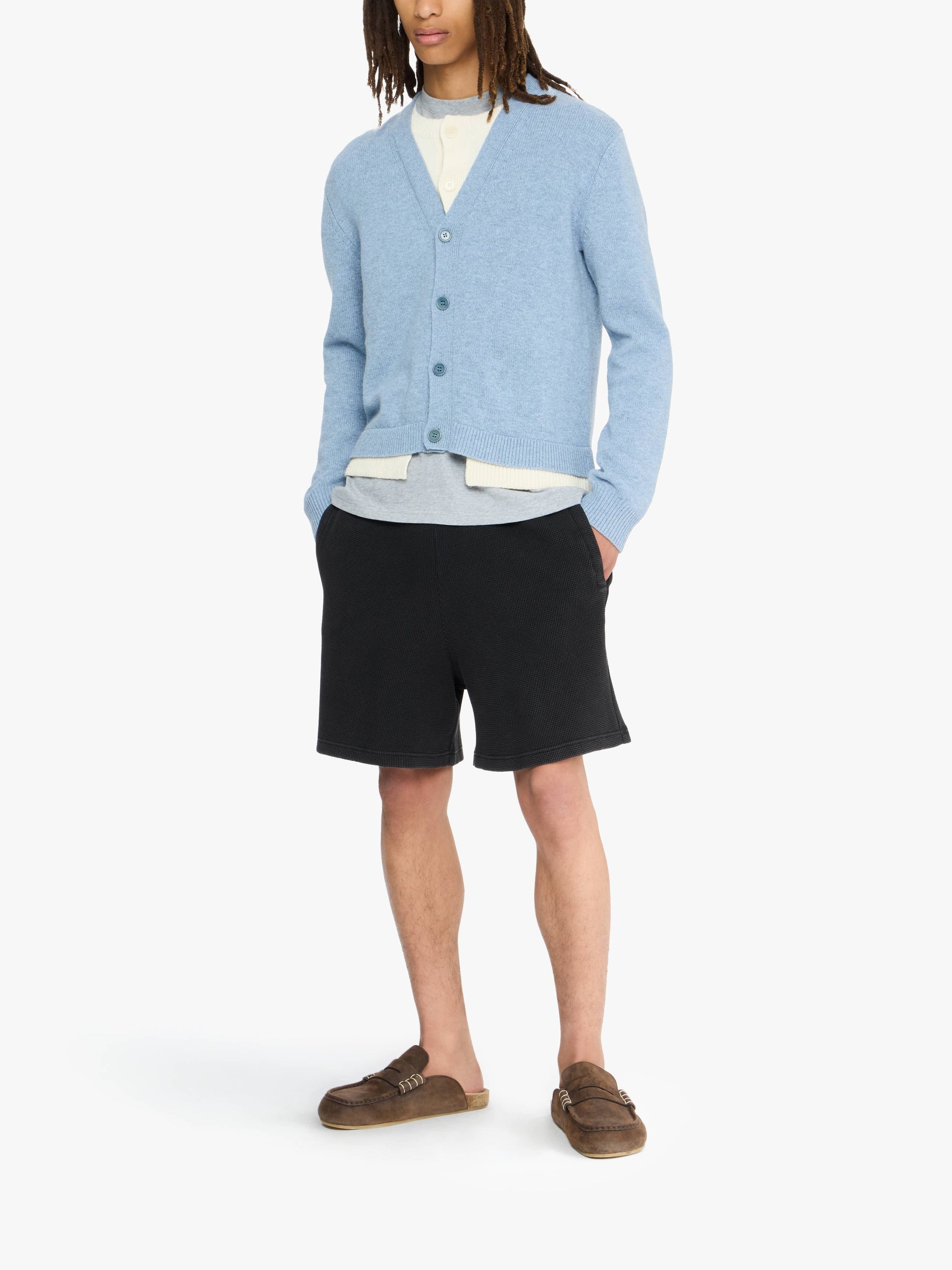 Cardigan À Couches Contrastées - Blue Melange