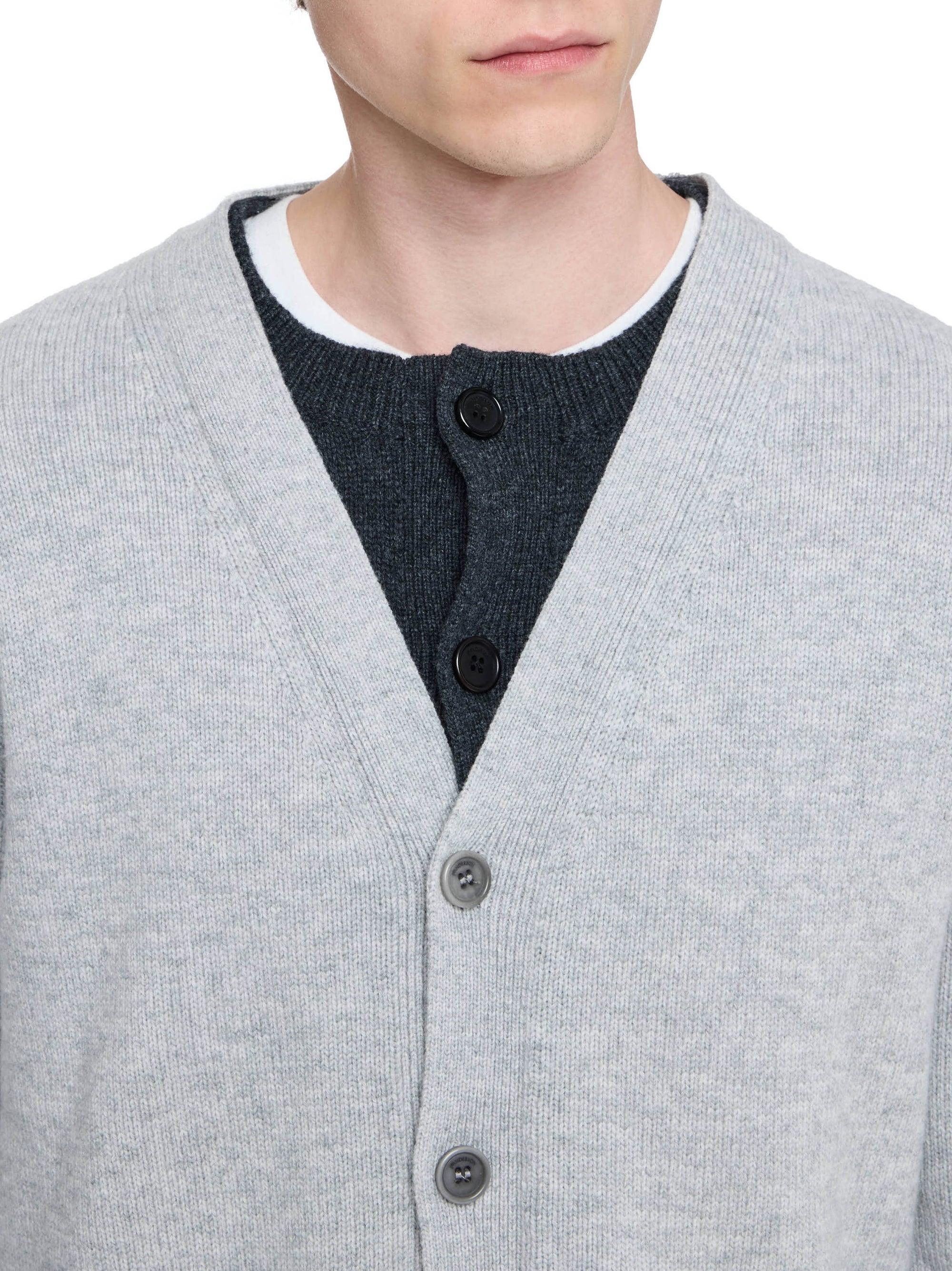 Cardigan À Couches Contrastées - Charcoal Melange