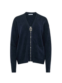 Cardigan À Col En V Et Fermeture Éclair - Steel Blue