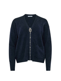 Wool V-neck cardigan - Steel Blue