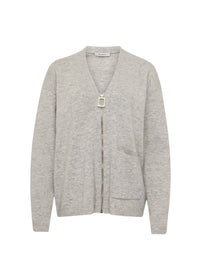 Cardigan À Col En V Et Fermeture Éclair - Light Grey Melange