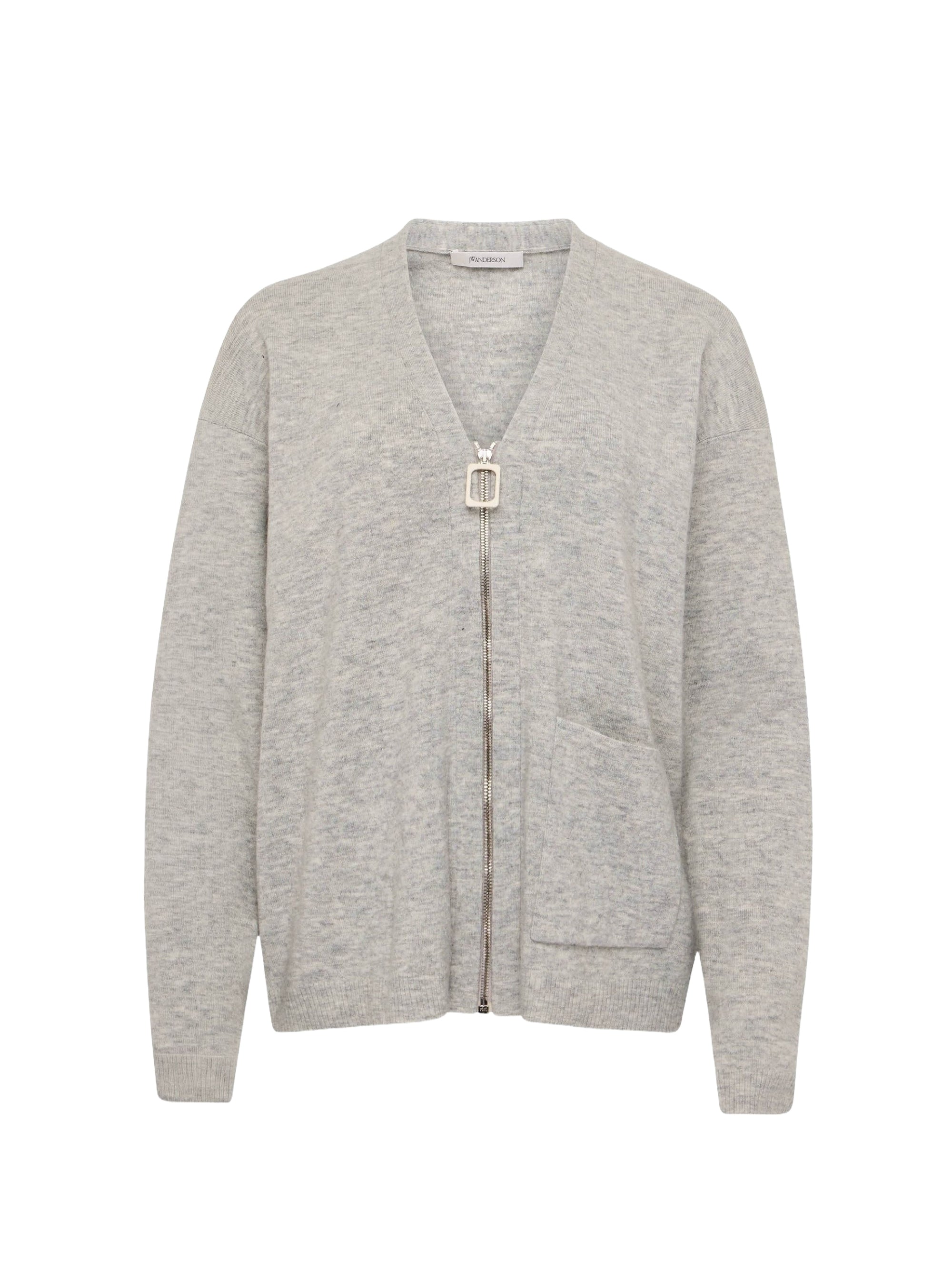 Cardigan À Col En V Et Fermeture Éclair - Light Grey Melange