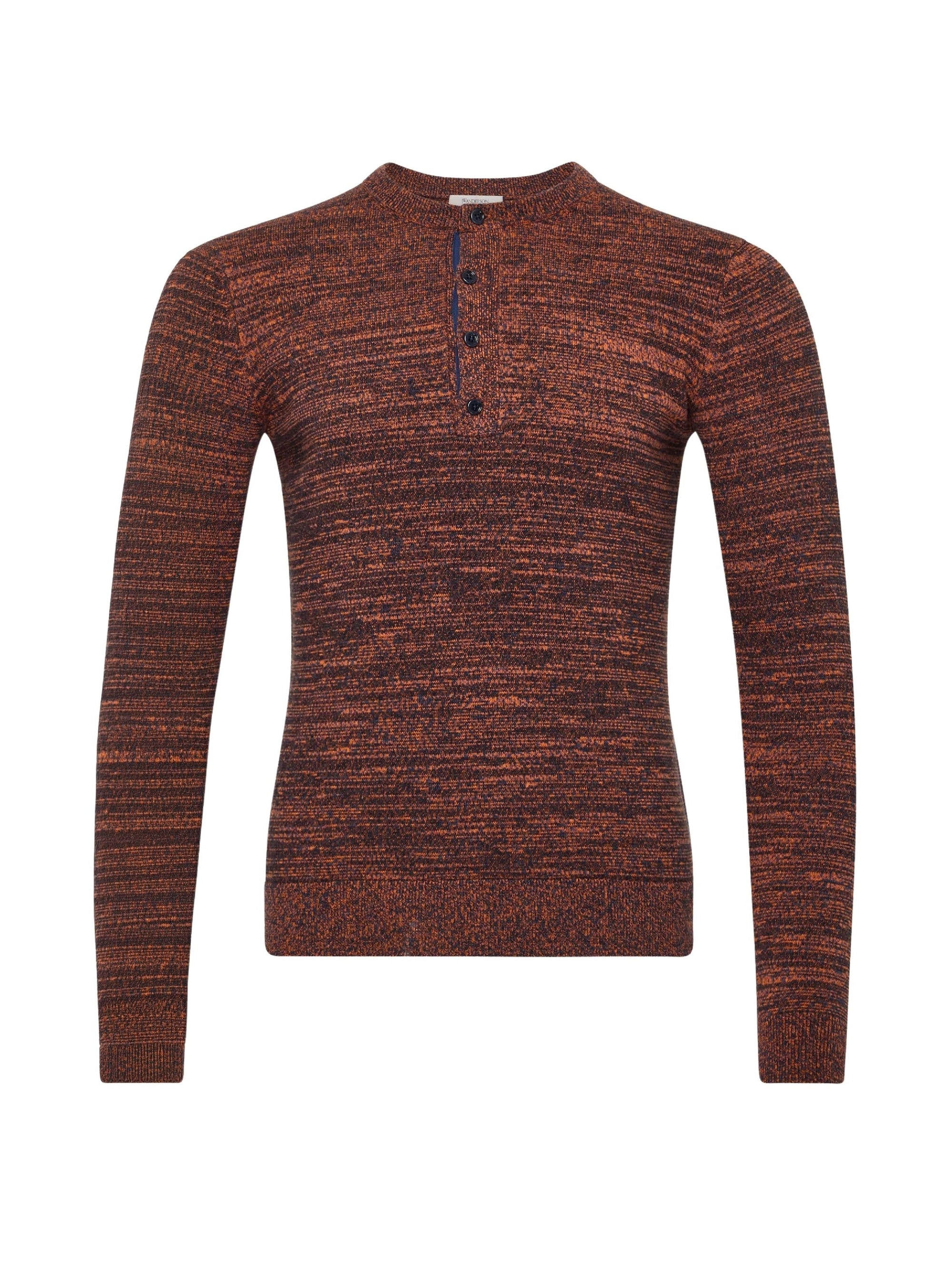 T-Shirt Henley Mélangé - Steel Blue/Orange
