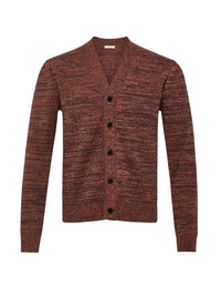 Cardigan contrasté en lin mélangé - Steel Blue & Orange