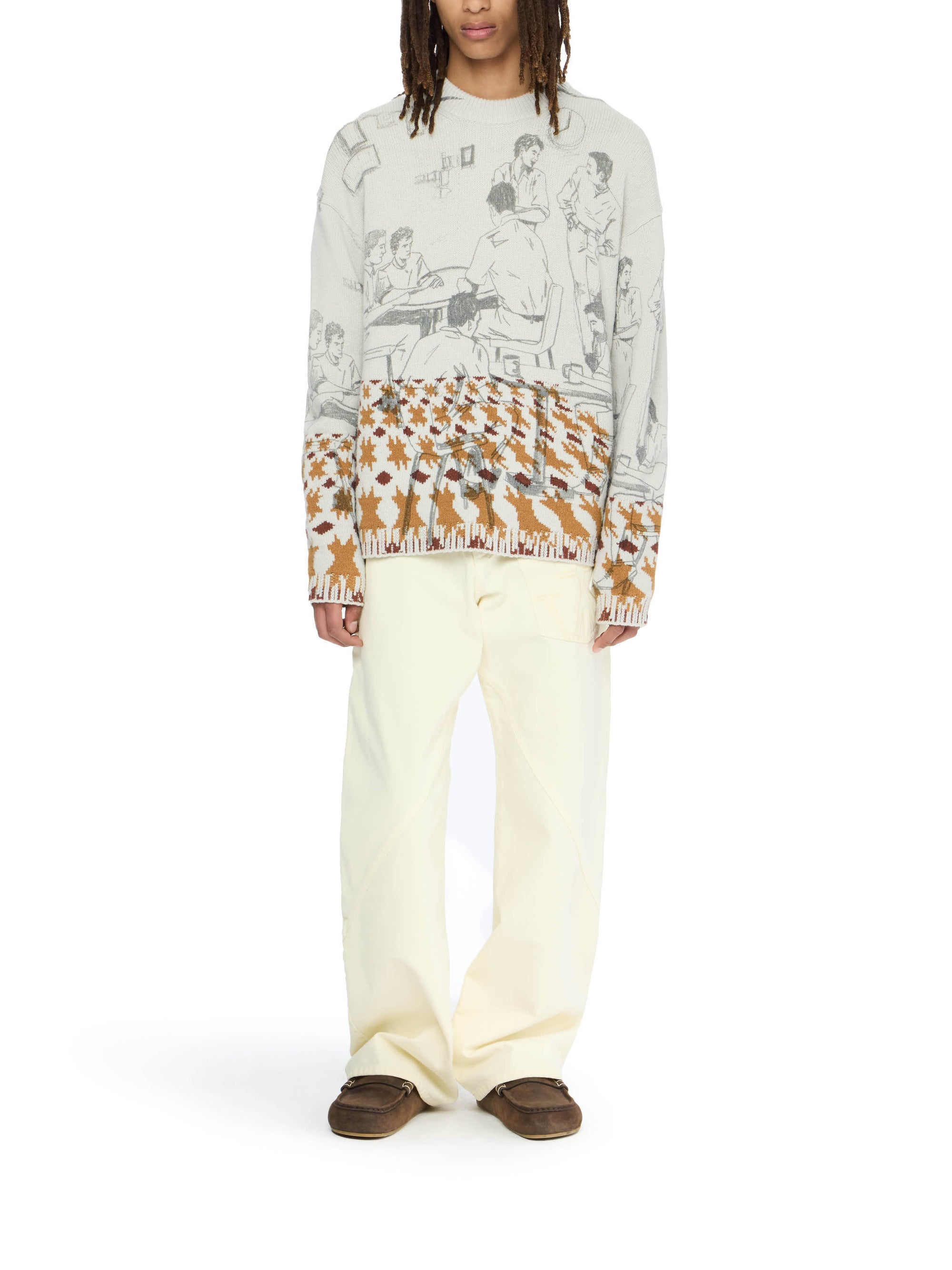 Pull Jacquard Imprimé - Dove Grey