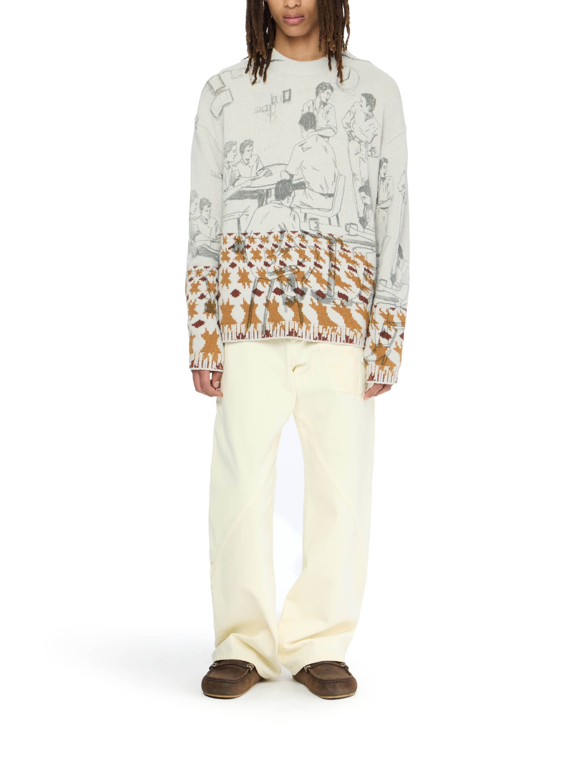 Pull jacquard en laine - Dove Grey