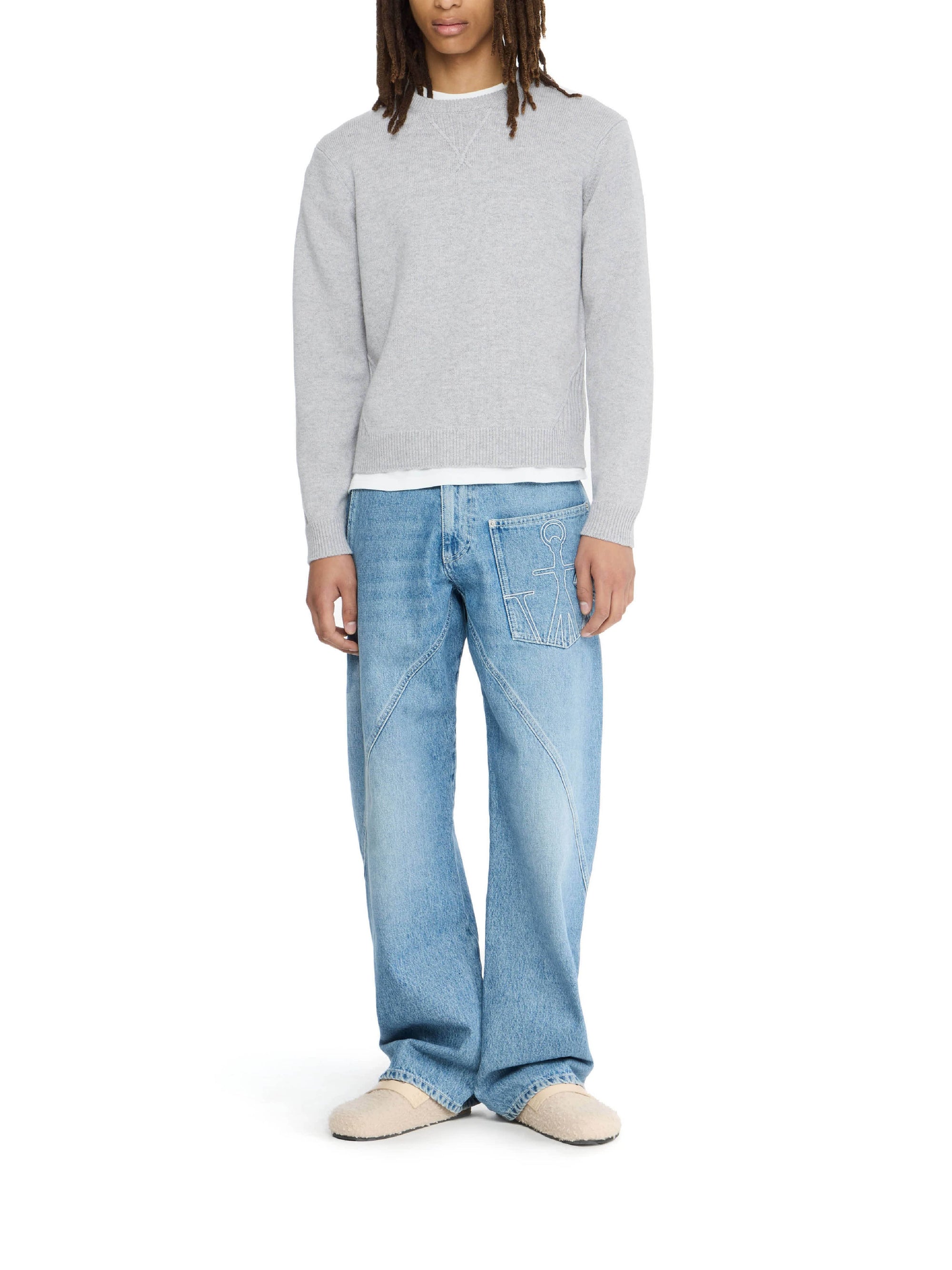 Pull ample en laine - Light Grey Melange