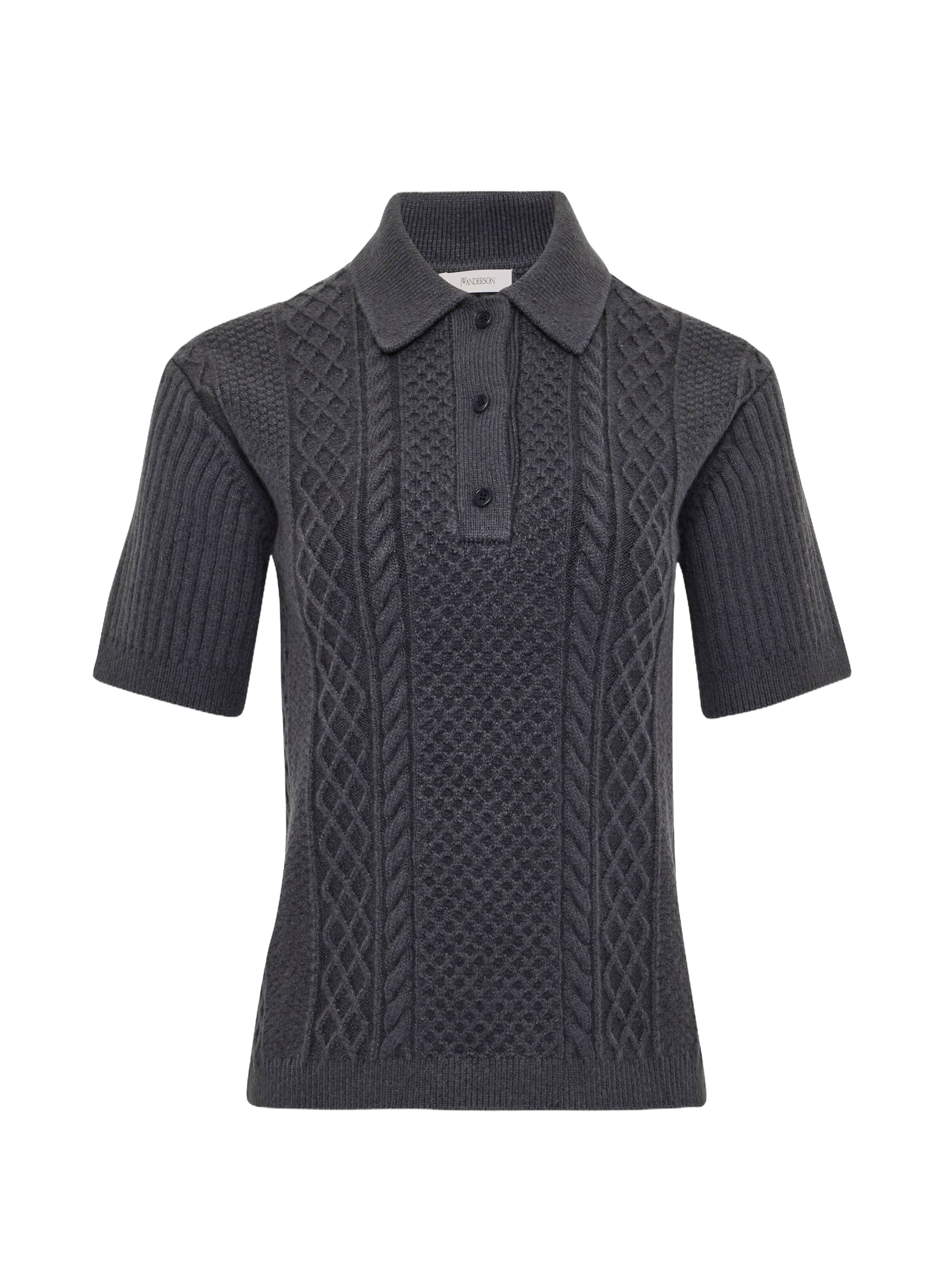 Polo court en laine - Charcoal