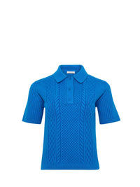 Polo Court En Maille Tressée - Bright Blue