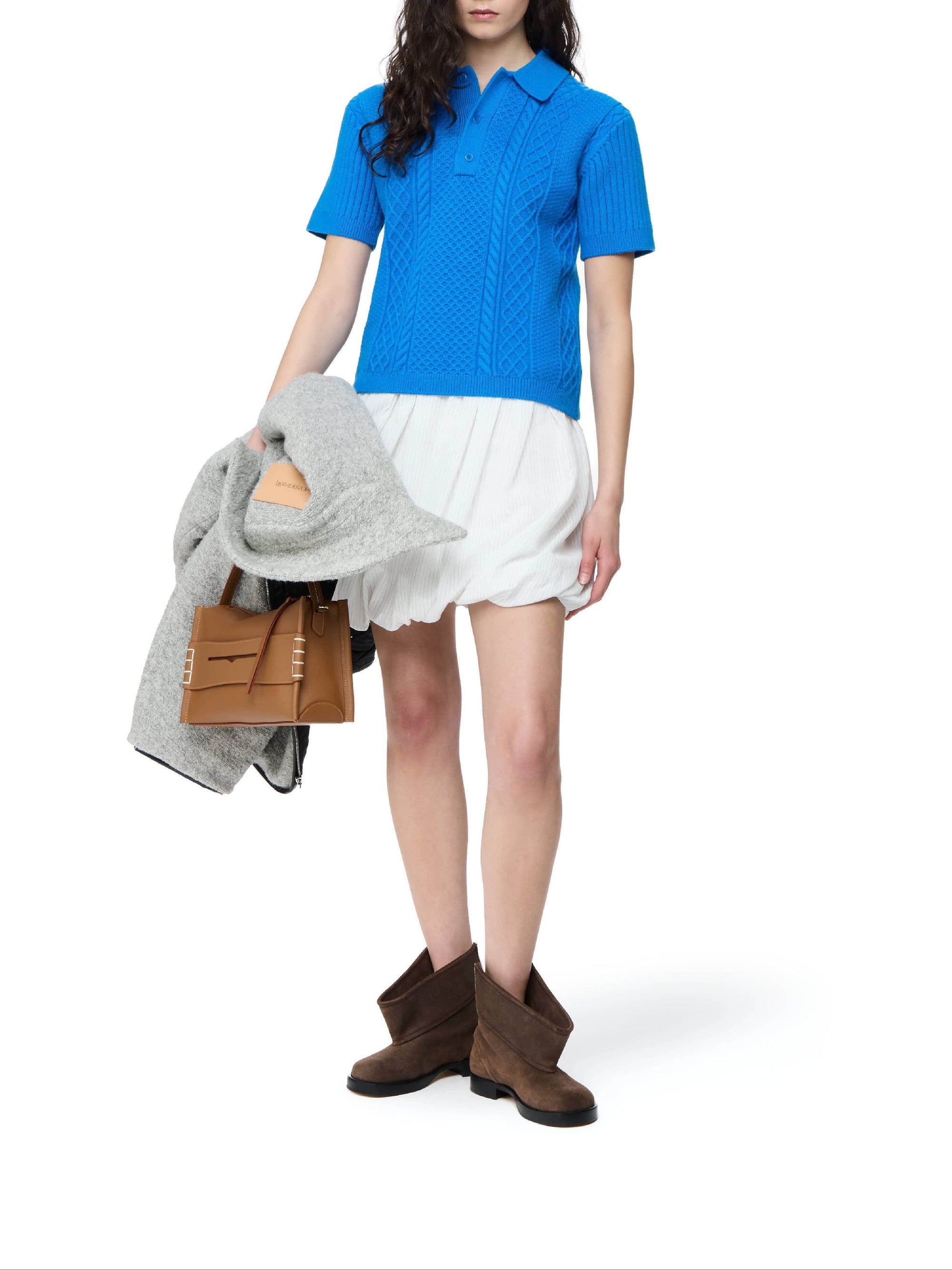 Short wool polo shirt - Bright Blue