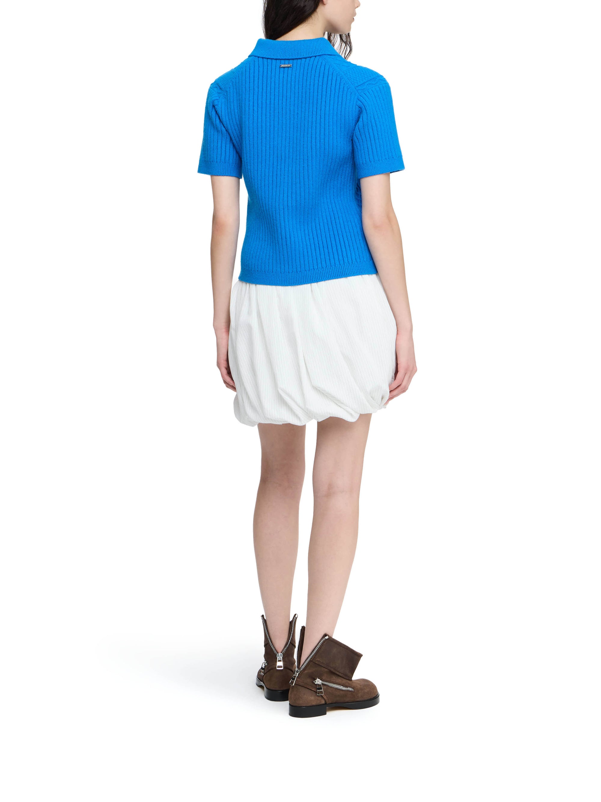 Polo Court En Maille Tressée - Bright Blue