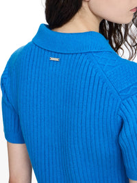 Polo Court En Maille Tressée - Bright Blue