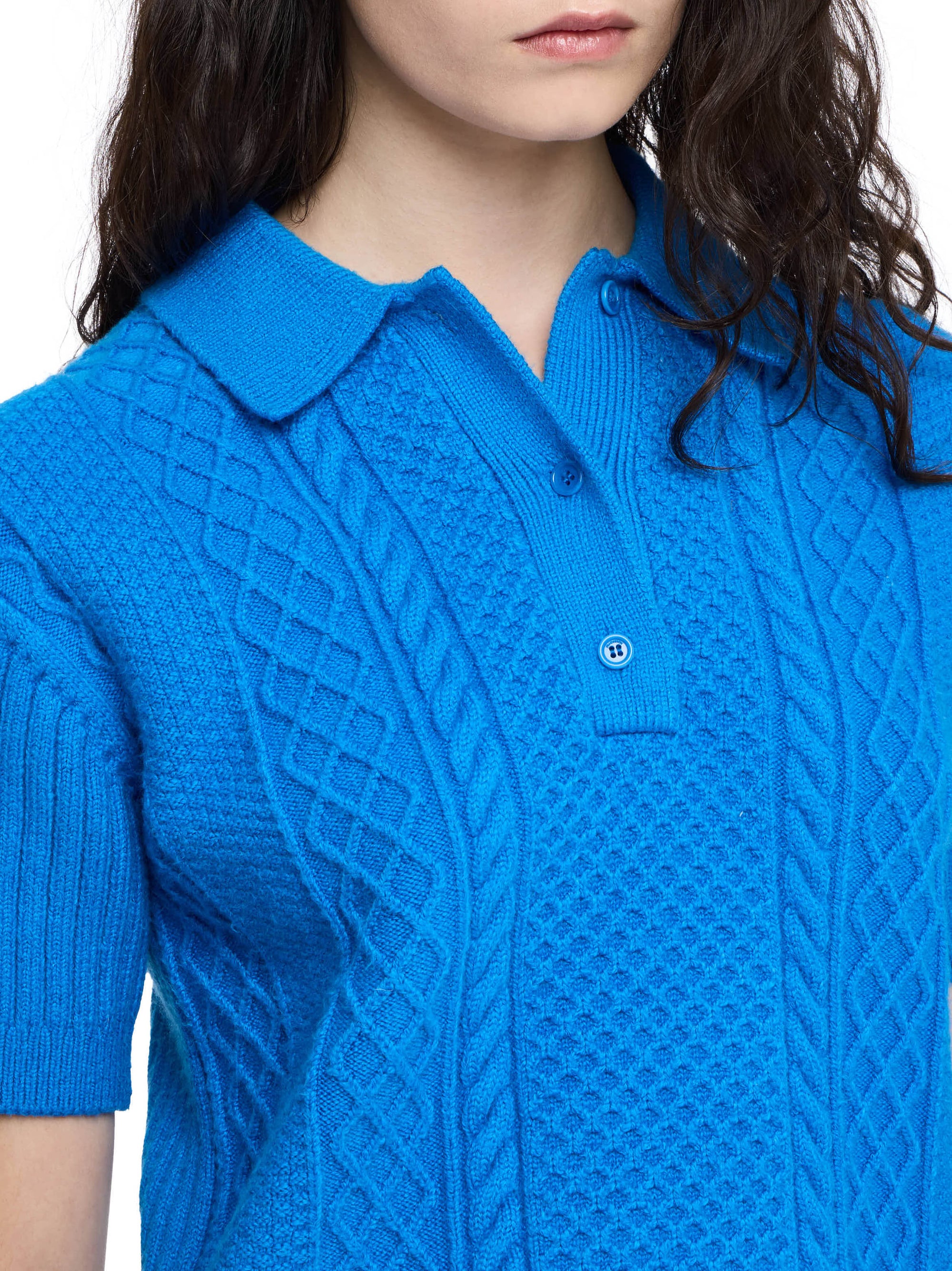 Polo Court En Maille Tressée - Bright Blue