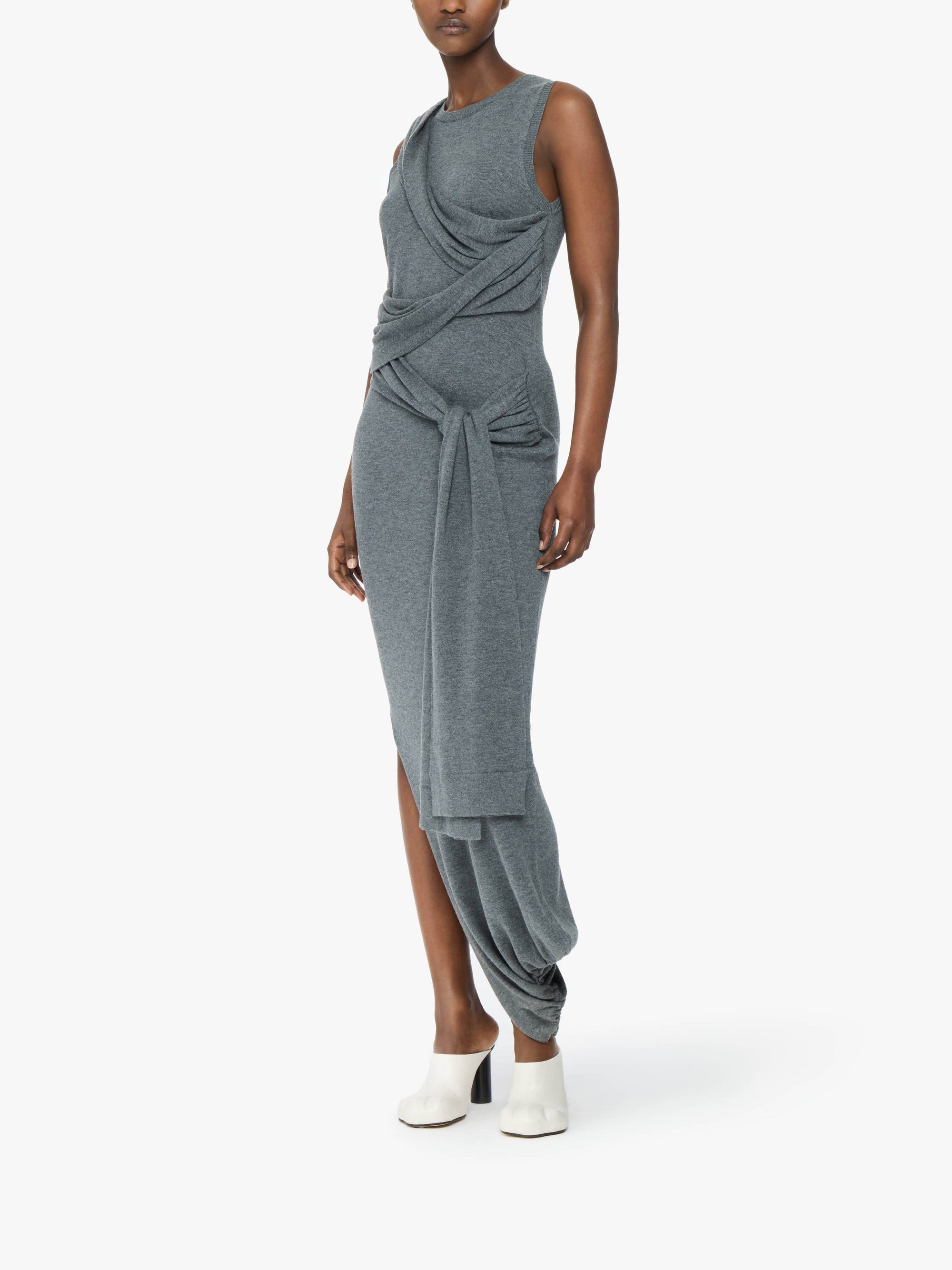 Robe Sans Manches Avec Détail Nœud - Charcoal Melange
