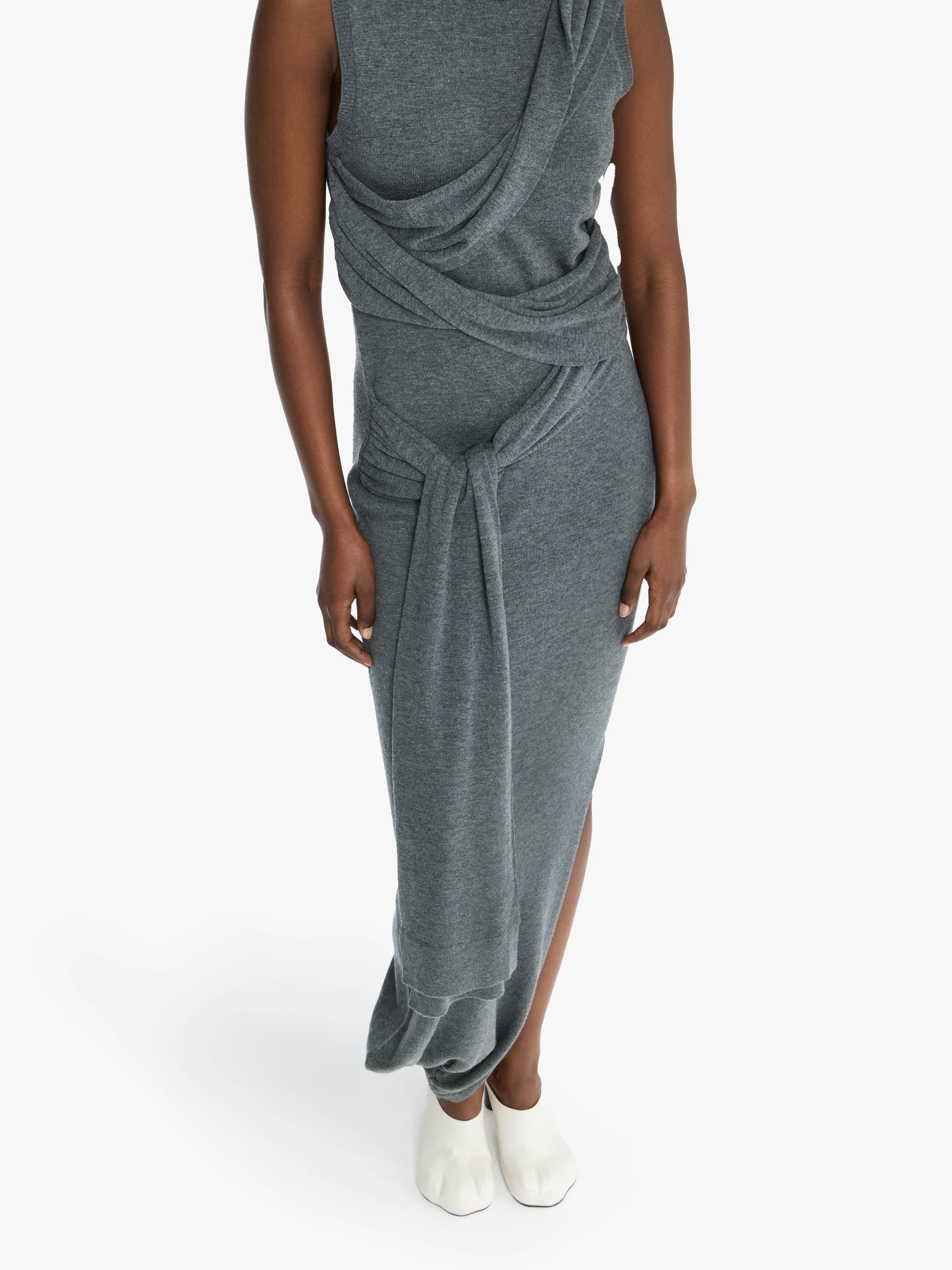 Robe Sans Manches Avec Détail Nœud - Charcoal Melange