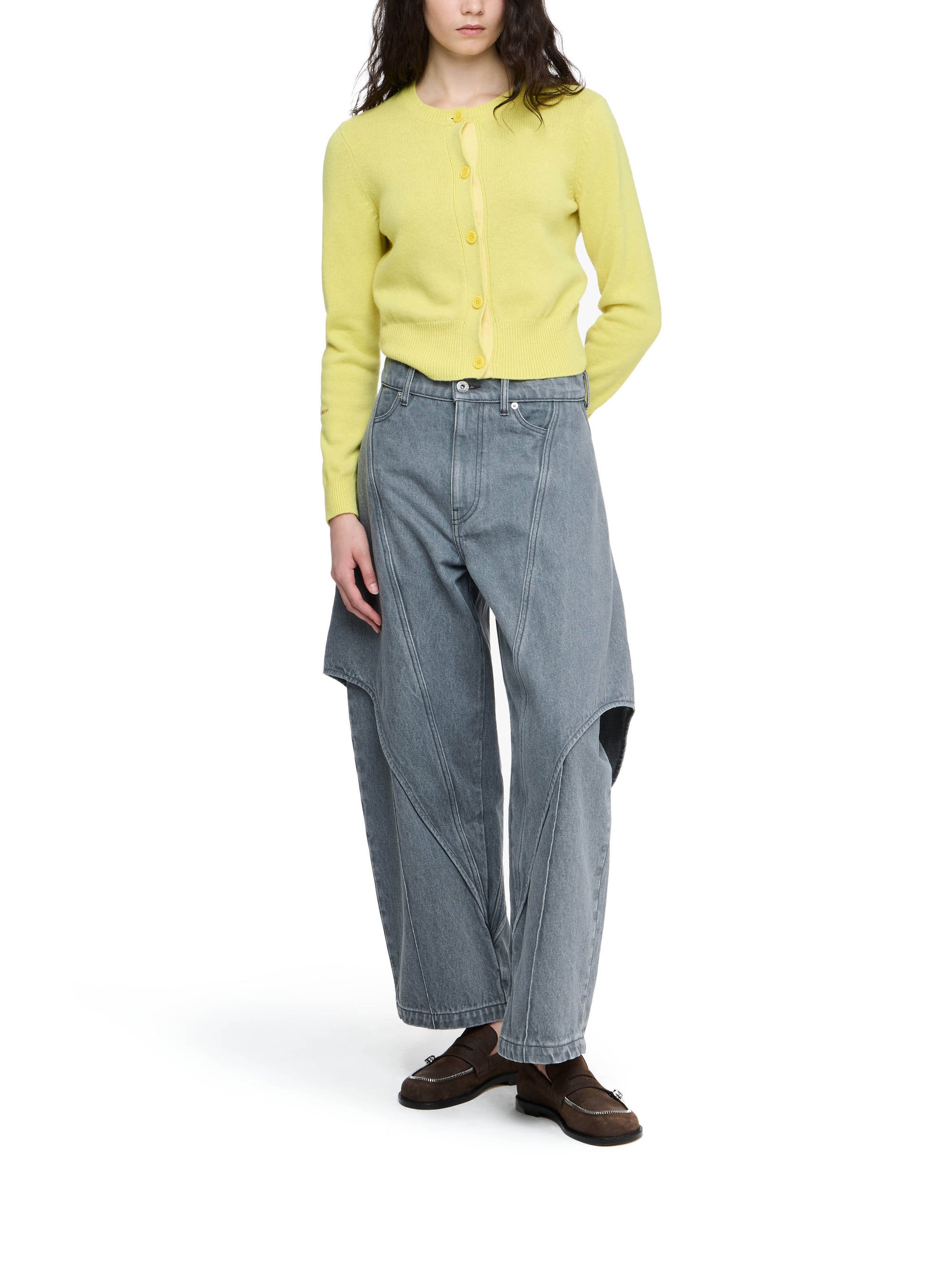 Cardigan à broderies en laine - Lemon