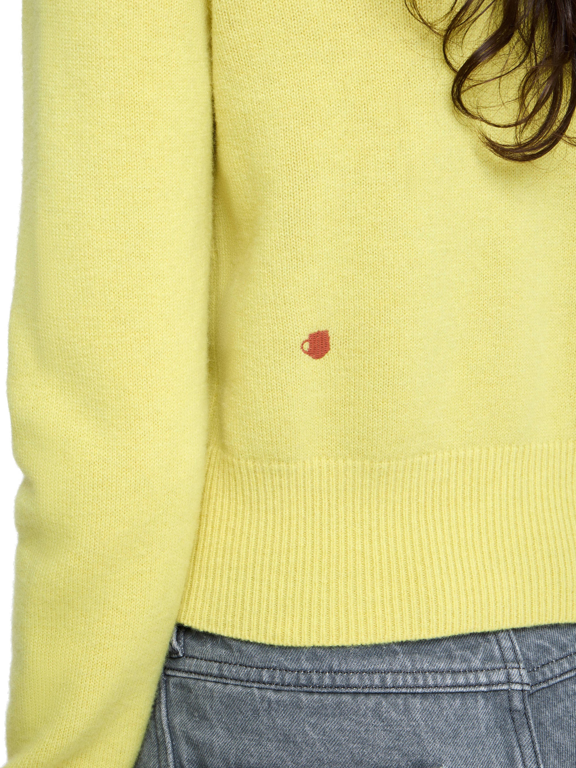 Cardigan à broderies en laine - Lemon