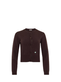Cardigan À Broderies Contrastées - Chocolate Brown