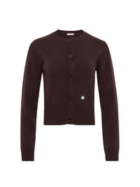 Cardigan à broderies en laine - Chocolate Brown