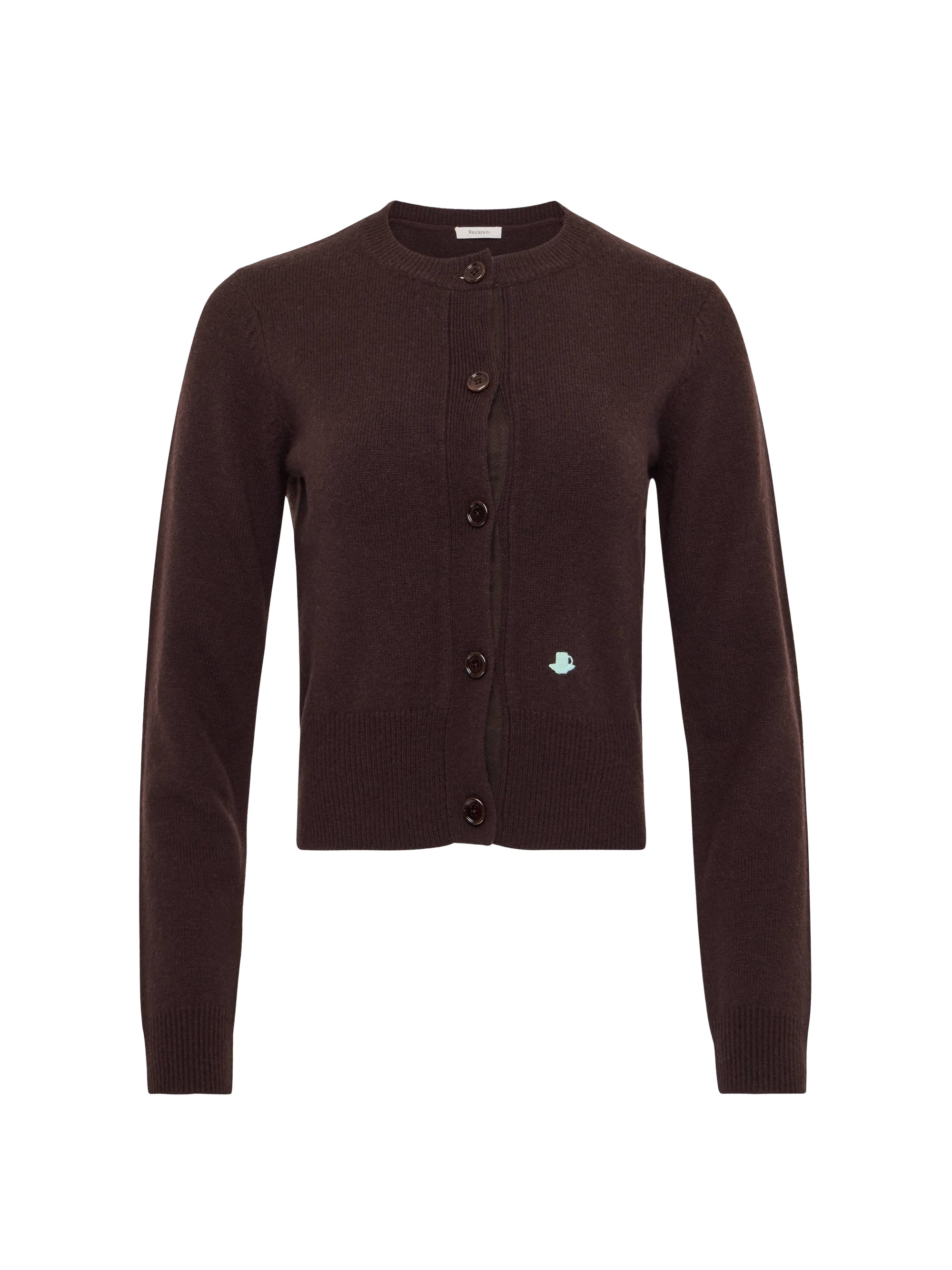 Cardigan à broderies en laine - Chocolate Brown