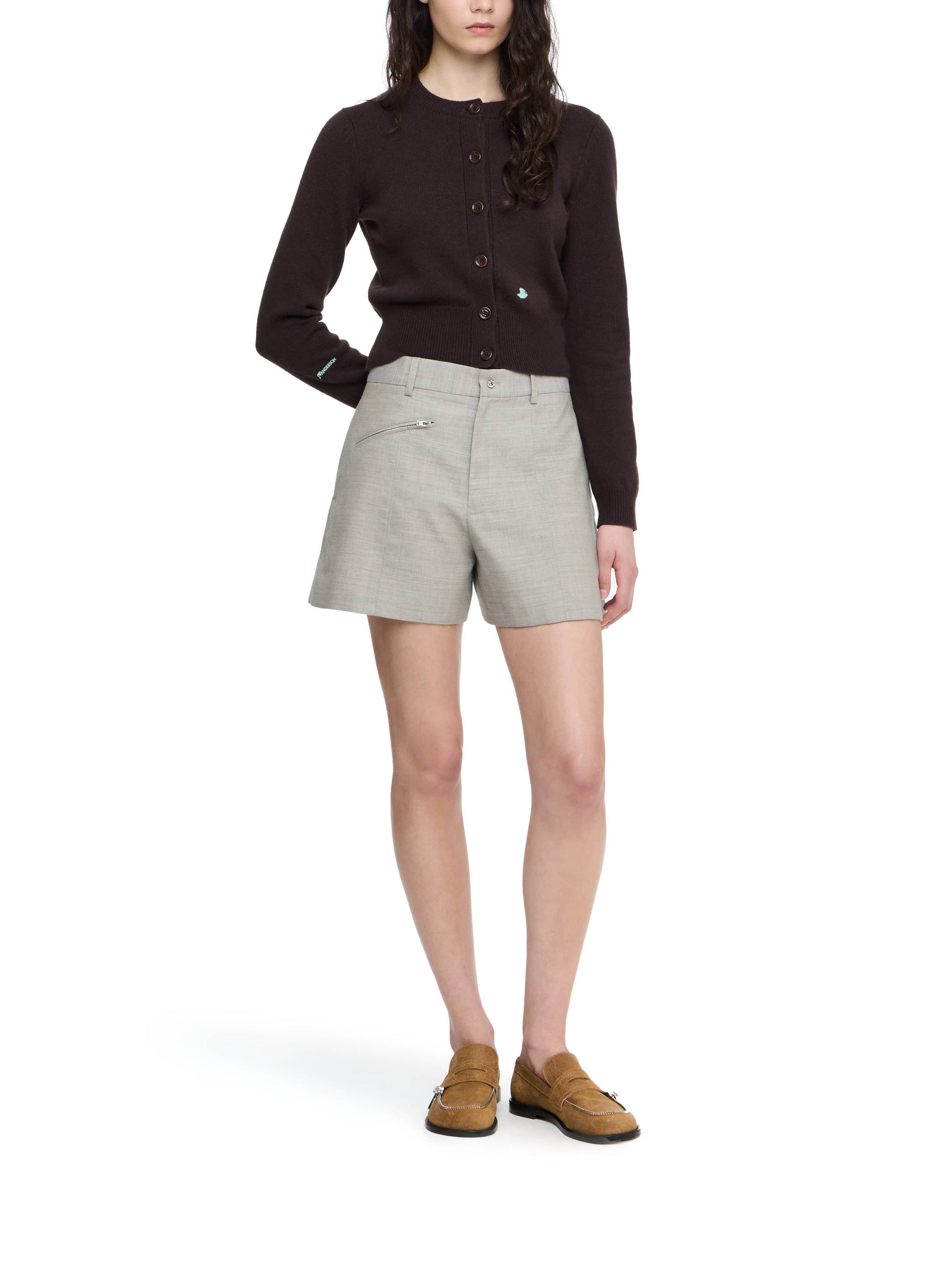 Cardigan À Broderies Contrastées - Chocolate Brown