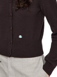 Cardigan À Broderies Contrastées - Chocolate Brown