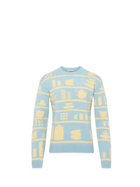 Pull En Jacquard Crockery - Light Blue/Buttermilk