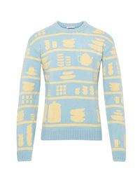 Pull jacquard en laine - Light Blue & Buttermilk
