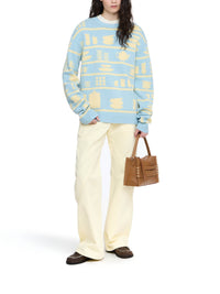 Pull jacquard en laine - Light Blue & Buttermilk