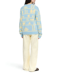 Pull En Jacquard Crockery - Light Blue/Buttermilk