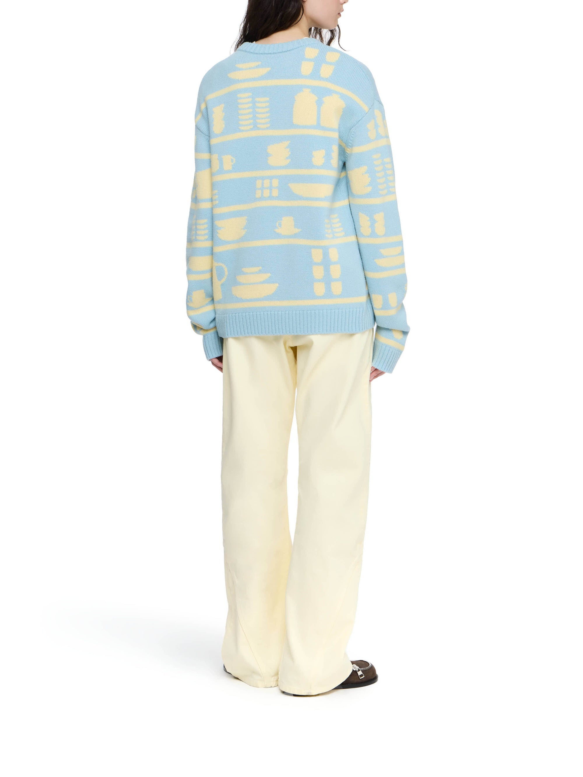 Pull En Jacquard Crockery - Light Blue/Buttermilk