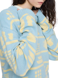 Pull En Jacquard Crockery - Light Blue/Buttermilk
