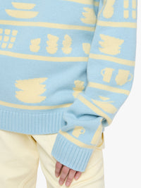 Pull En Jacquard Crockery - Light Blue/Buttermilk