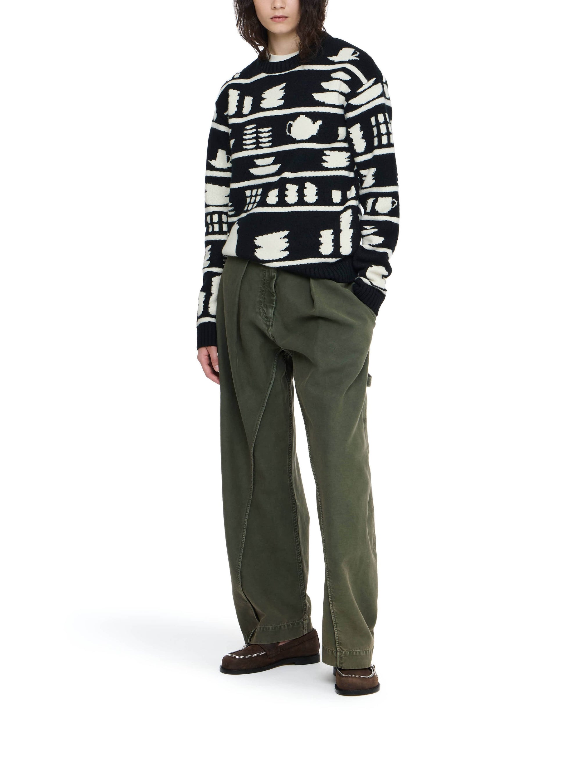 Pull jacquard en laine - Black & White