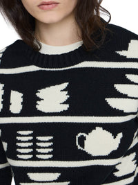 Pull En Jacquard Crockery - Black/White