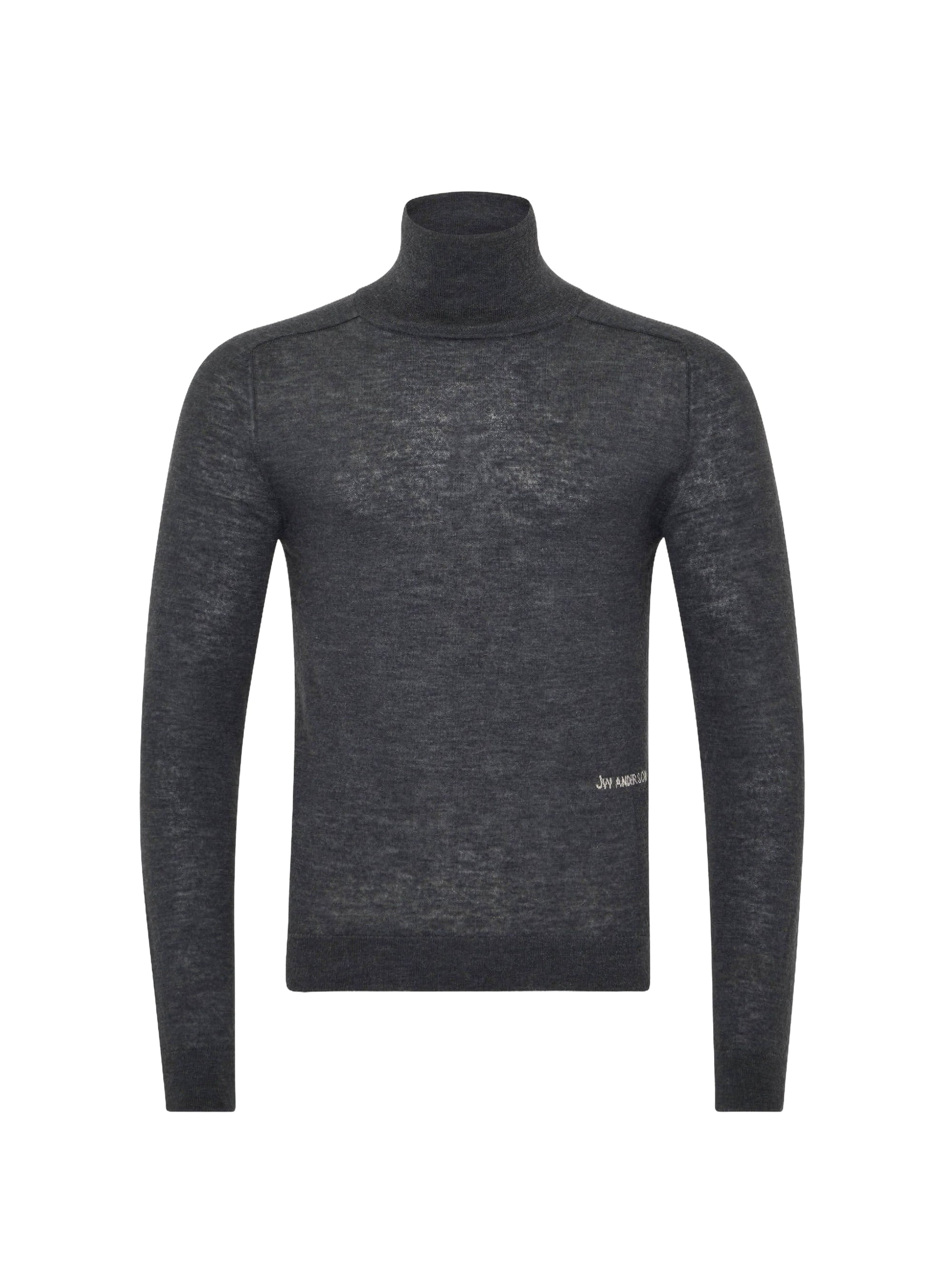 Wool blend turtleneck jumper - Charcoal Melange