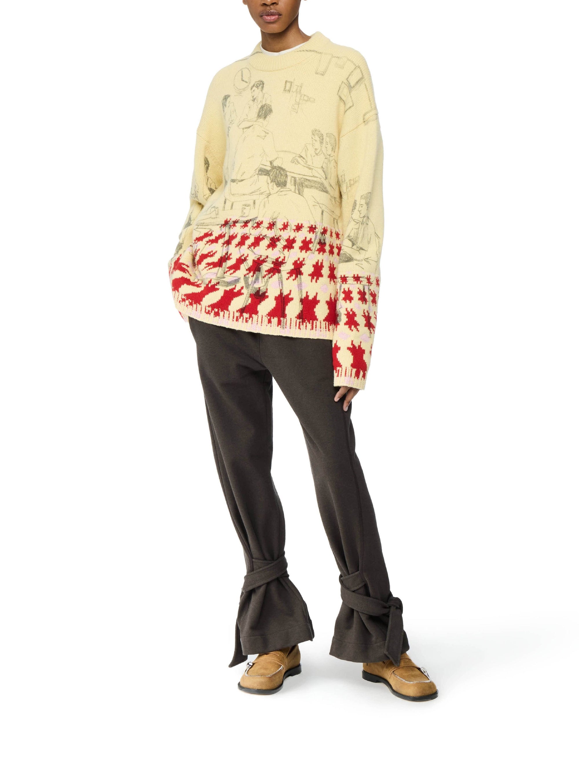 Wool Jacquard print jumper - Buttermilk