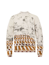 Pull imprimé Jacquard en laine - Dove Grey