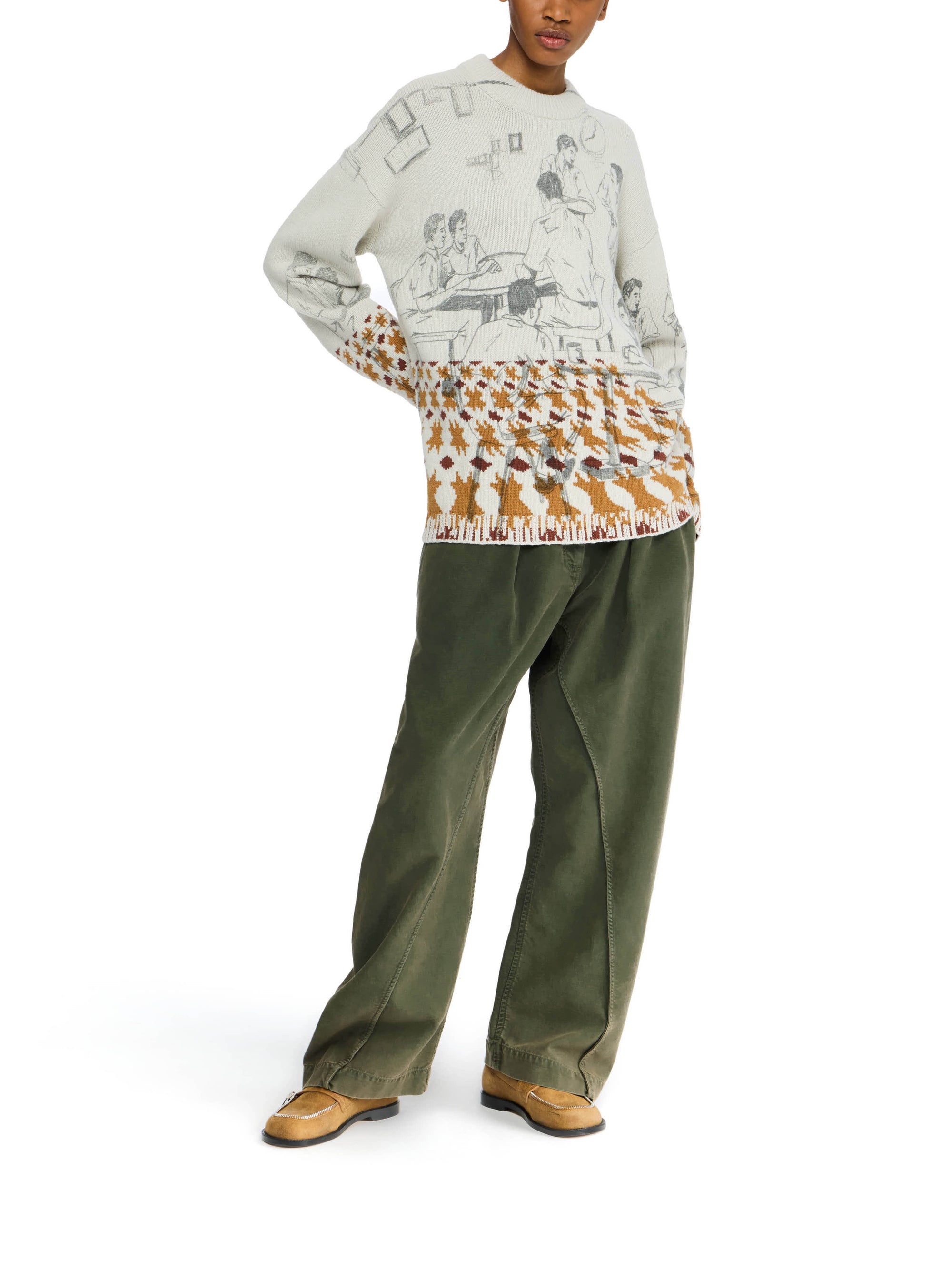Pull Jacquard Imprimé - Dove Grey